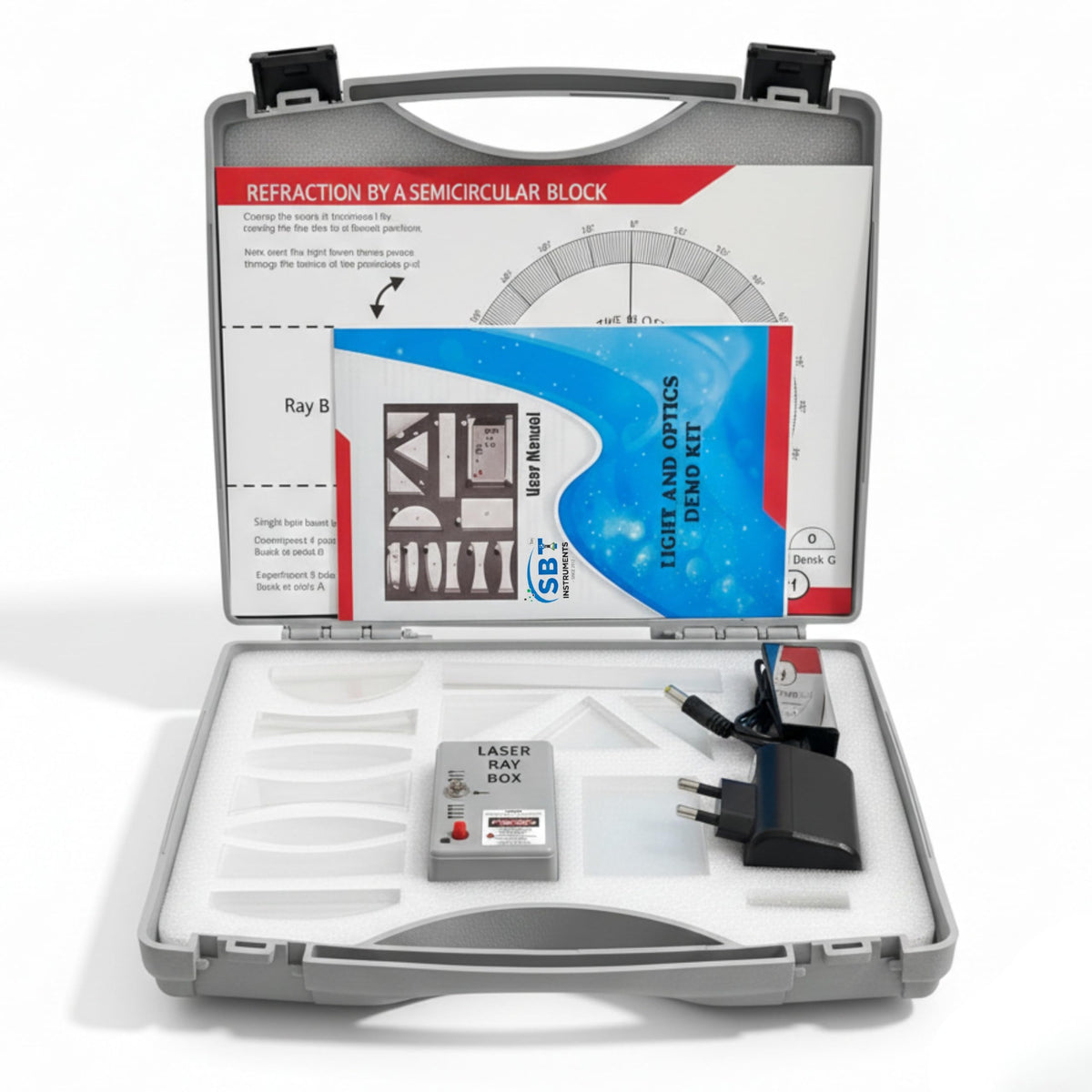 Sbt Instruments Light & Optics Physics Lab Kit | 12 Acrylic Lenses With Ray Box (1, 3 & 5 Beam Modes) | Red Light Source Educati