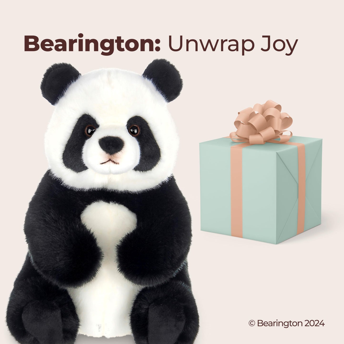 Bearington Tux Plush Panda Bear Stuffed Animal, 11" Soft Plush Toy, Black & White, Model 49223848755483
