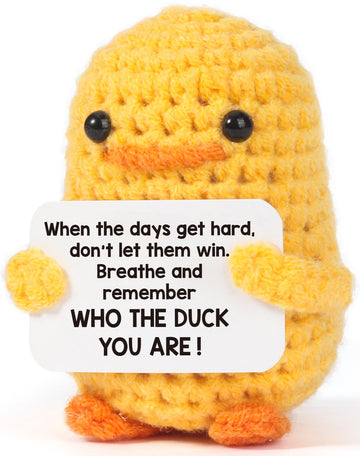 Mbl Inspirational Positive Crochet Duck - Funny Handmade Emotional Uplifting Support Mental Health Knitted Doll For Women Colleg