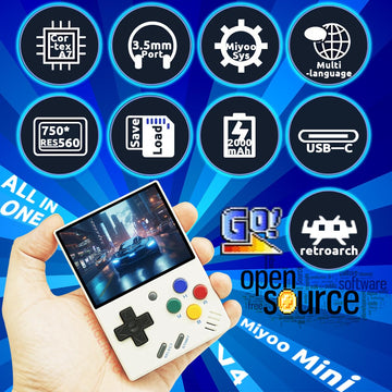 Miyoo Mini V4 Handheld Game Console 2.8-Inch 750*560 Ips Screen 2000Mah Miyoo-Mini V4 With Portable Case White