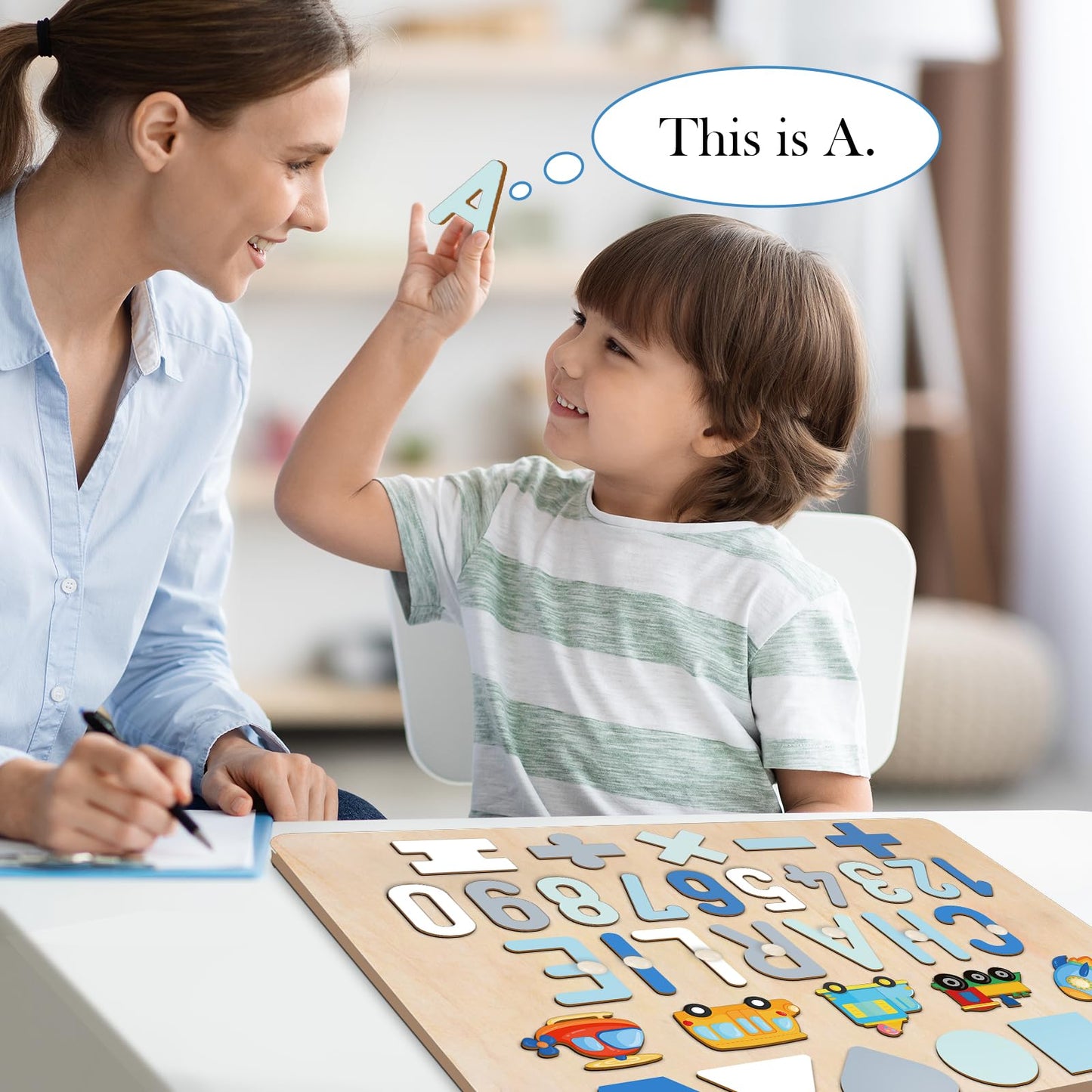 Wooden Name Puzzle for Toddlers 1-3, Alphabet Shape Number Name Puzzle for Kids Personalized Baby Gifts 1st Birthday Girl Boy Gi