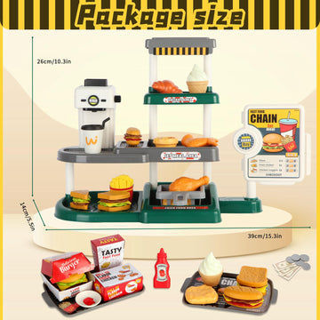 71pcs Pretend Play Fast Food Toys - Cash Registerfor Kids,Perfect Mini Toy Food Set for Kids Kitchen,Play Food for Kids Ages 3 4