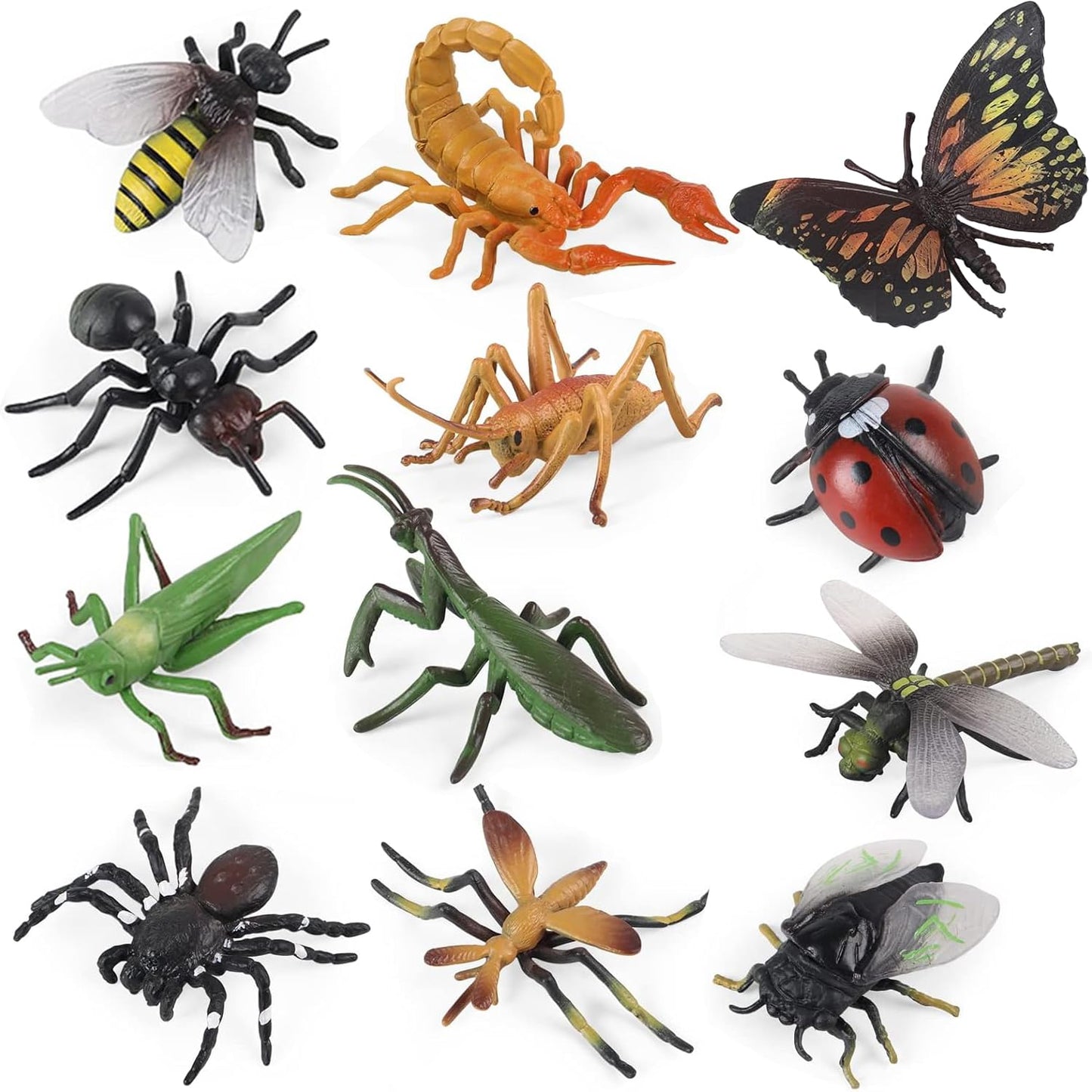 Boticako 12 Pcs Large Insects And Bugs For Kids - Plastic Bugs And Insects For Kids, Plastic Bug Toys | Animal Figures Halloween