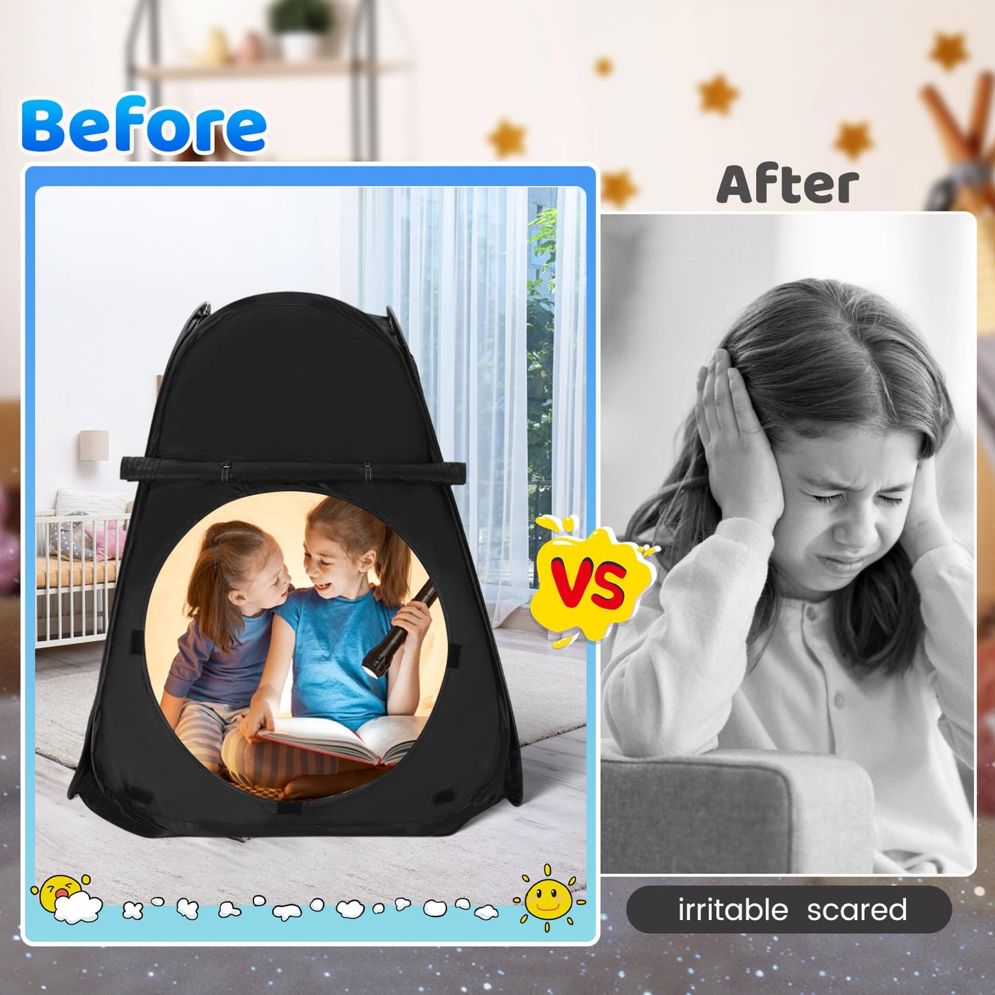 Sensory Tent For Kids 30.7 * 30.7 * 34.6 In - Portable Pop-Up Play Tent For Calming Down & Improving Focus - Ideal For Children