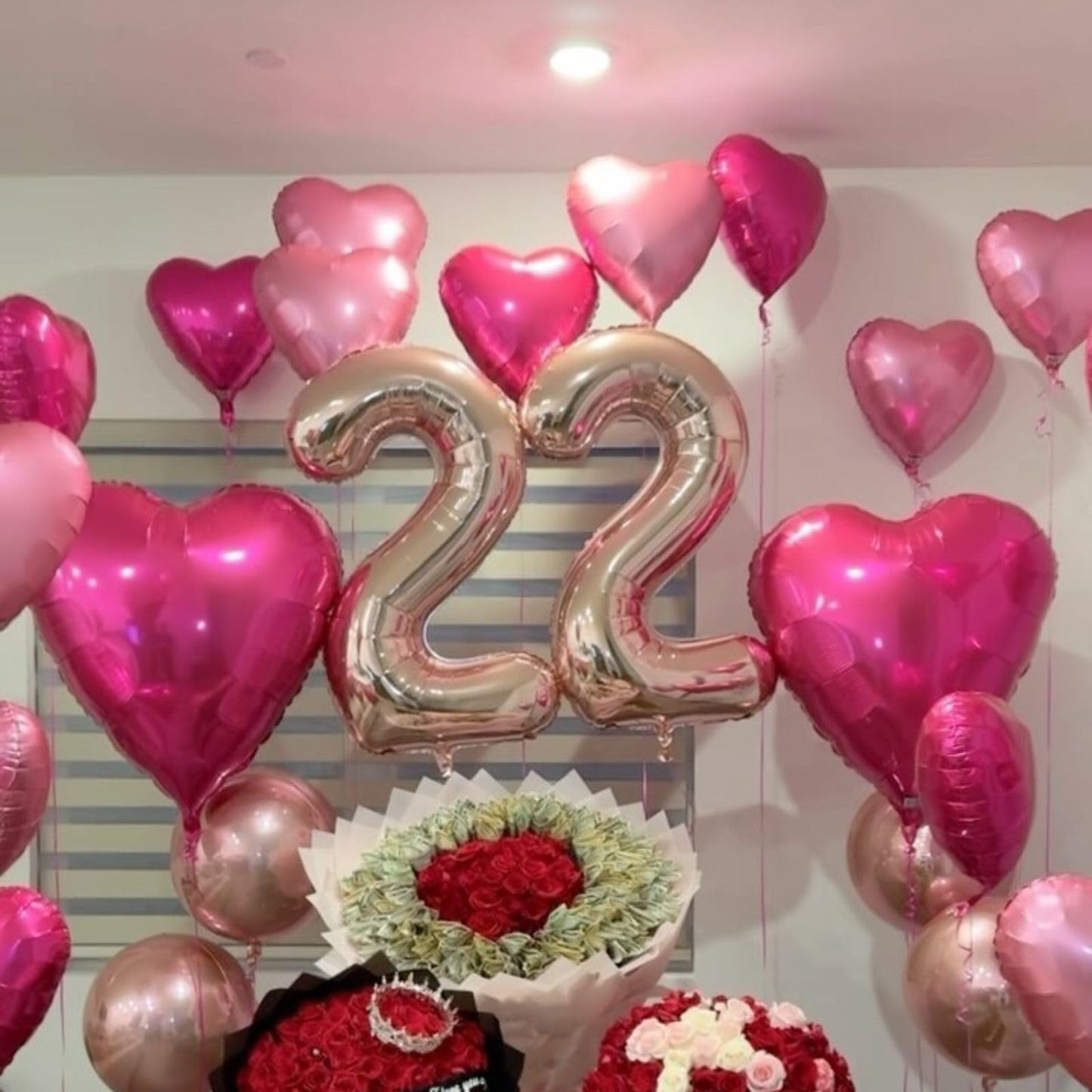 12 Pcs Heart Balloons, 18 inch Pink Heart Shaped Balloons, Big Heart Helium Balloons, Heart Love Foil Balloons for Wedding Baby