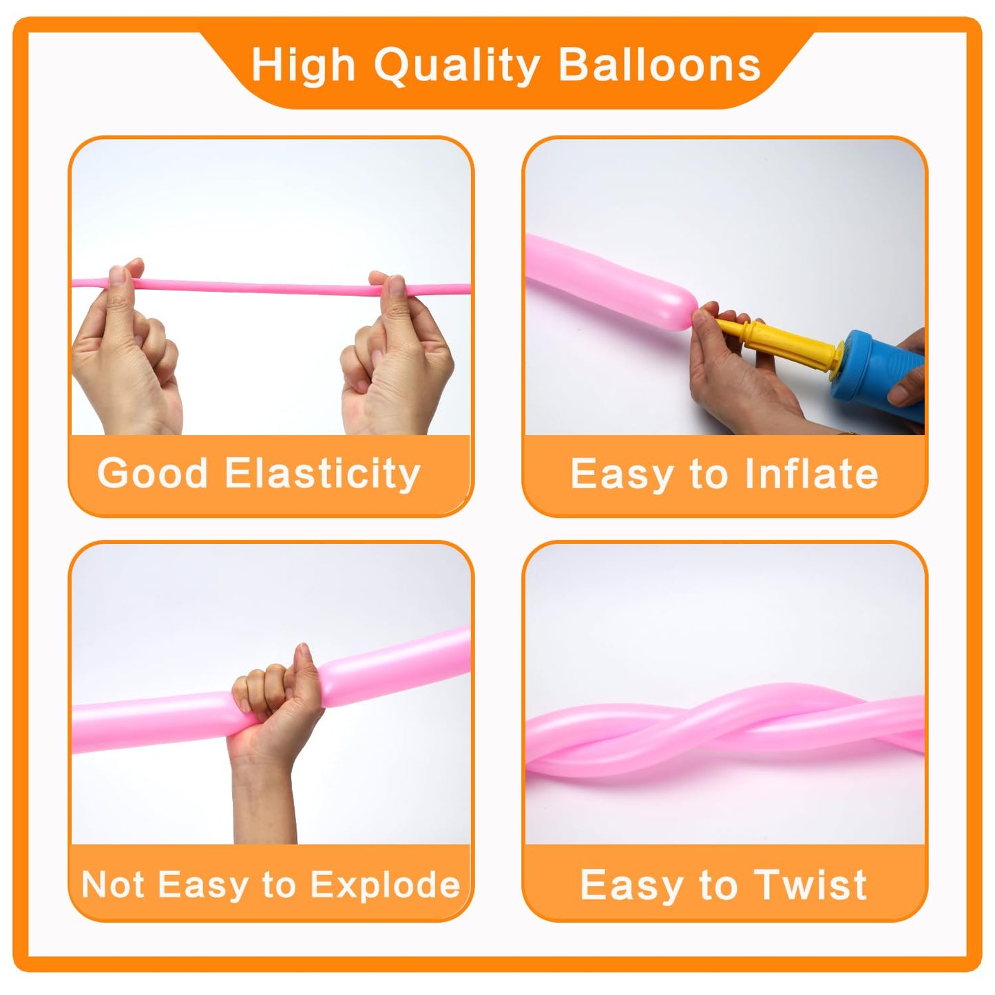 Pigetale 100Pcs 260Q Long Skinny Balloons Rainbow Twisting Animal Balloons Assorted Color Thickening Latex Modeling Magic Balloo