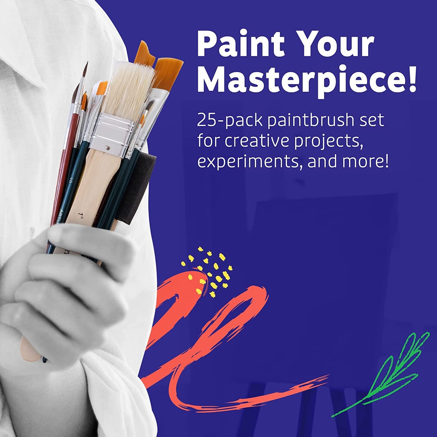 Artlicious Paint Brushes - Acrylic Paint Set and Detail Paint Brushes for Kids - Use with Craft, Watercolor, Oil, Gouache Paints