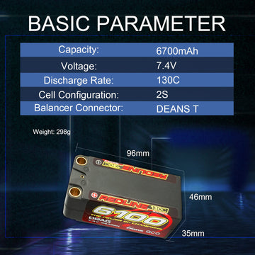 Gens ace Redline Drag racing Series 130C 6100mAh 7.4V 2S2P HardCase Shorty Lipo Battery