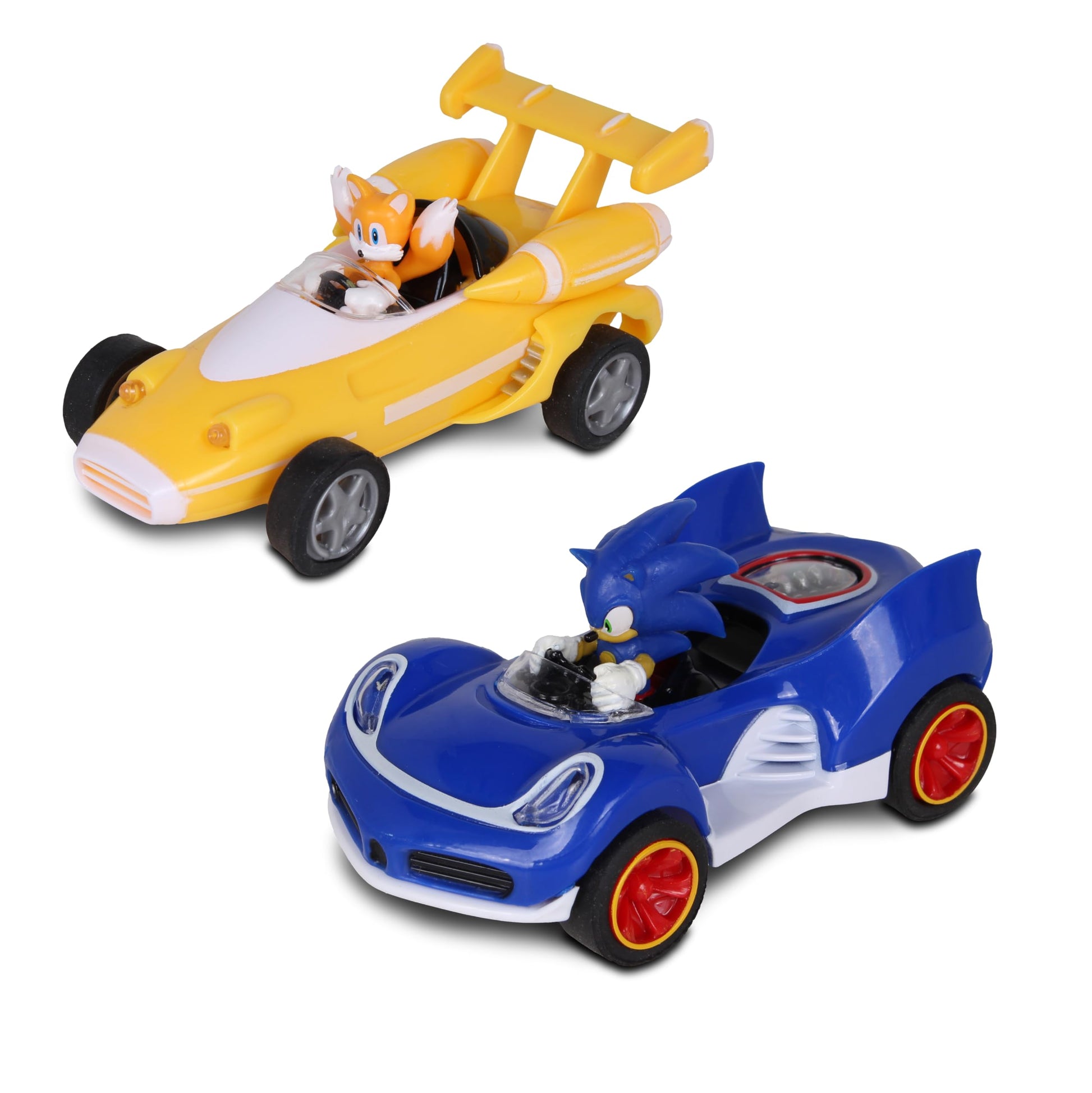 Nkok Sonic Transformed All-Stars Racing 2 Pack Pull Back Action: Tails And Sonic Hedgehog, Two Vehicles, Video Game Legends, No 