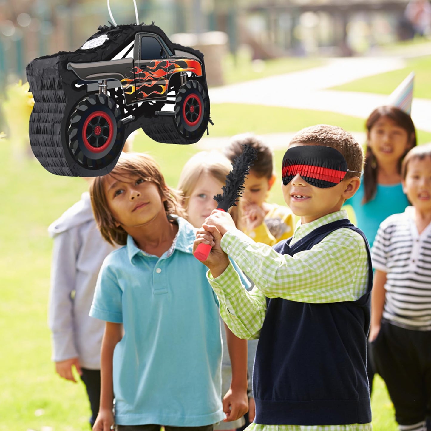Waenerec Car Pinata With Pinata Stick & Hanging Loop Mexican Pinata Game For Monster Truck Party Decorations Race Car Pinata Theme Birthday Carnival Party Supplies