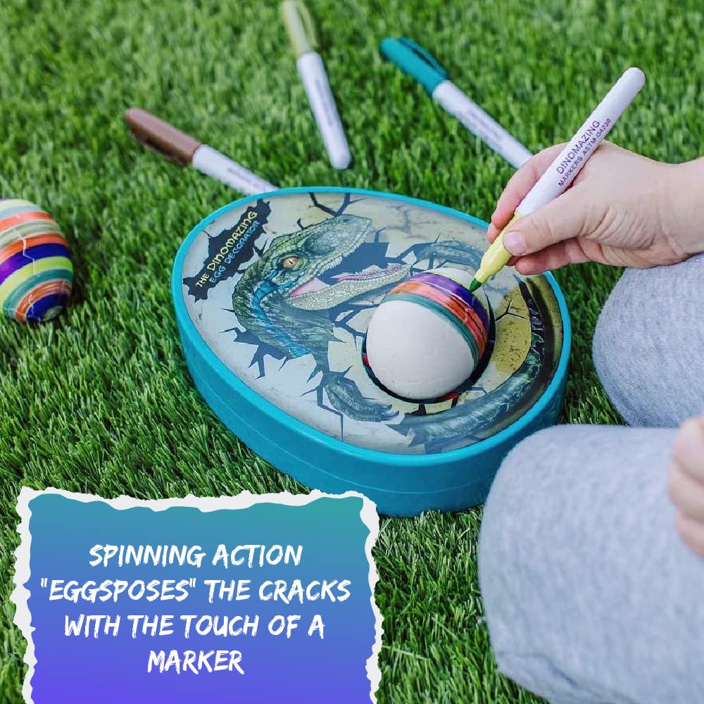 The Eggmazing Egg Decorator The DinoMazing Dinosaur Egg Refill - for The DinoMazing Egg Decorating Spinner by EggMazing - Egg with Mystery Dinosaur and Non-Toxic Slime - 6 Eggs