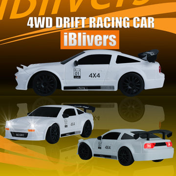 iBlivers Mini RC Drift Car with Full Proportional Throttle, 1:24 Remote Control Car 4WD Drift GT-RX7 RC Cars Vehicle High-Speed