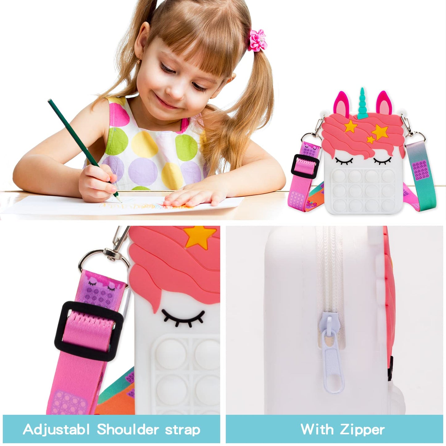 Unicorn Sensory Silicone Fidget Backpack Bone White, for Kids & Fidgeting