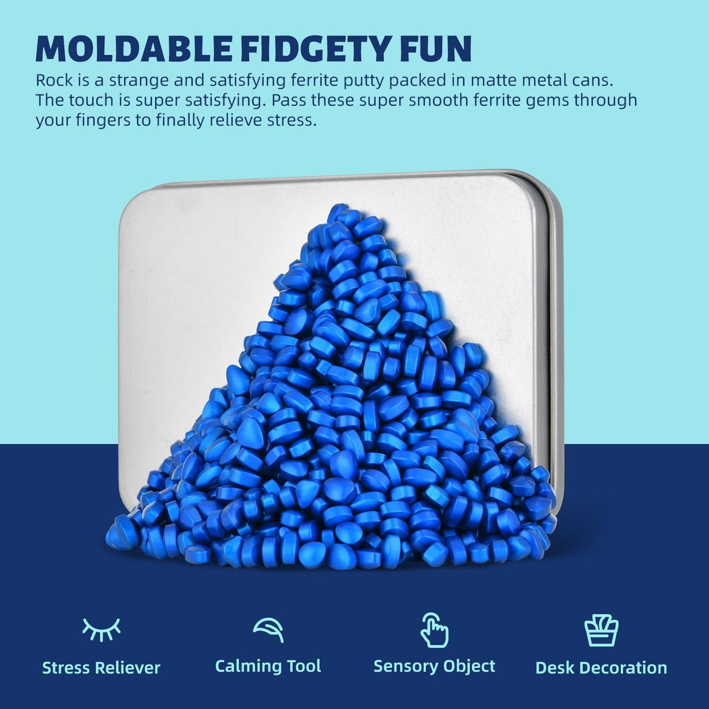 Lcvuuk Magnetic Ferrite Putty Rocks, Blue More Than 600 Weak Magnetic Smooth Ferrite Pebbles, Magnet Rock Desk Toys And Time-Kil