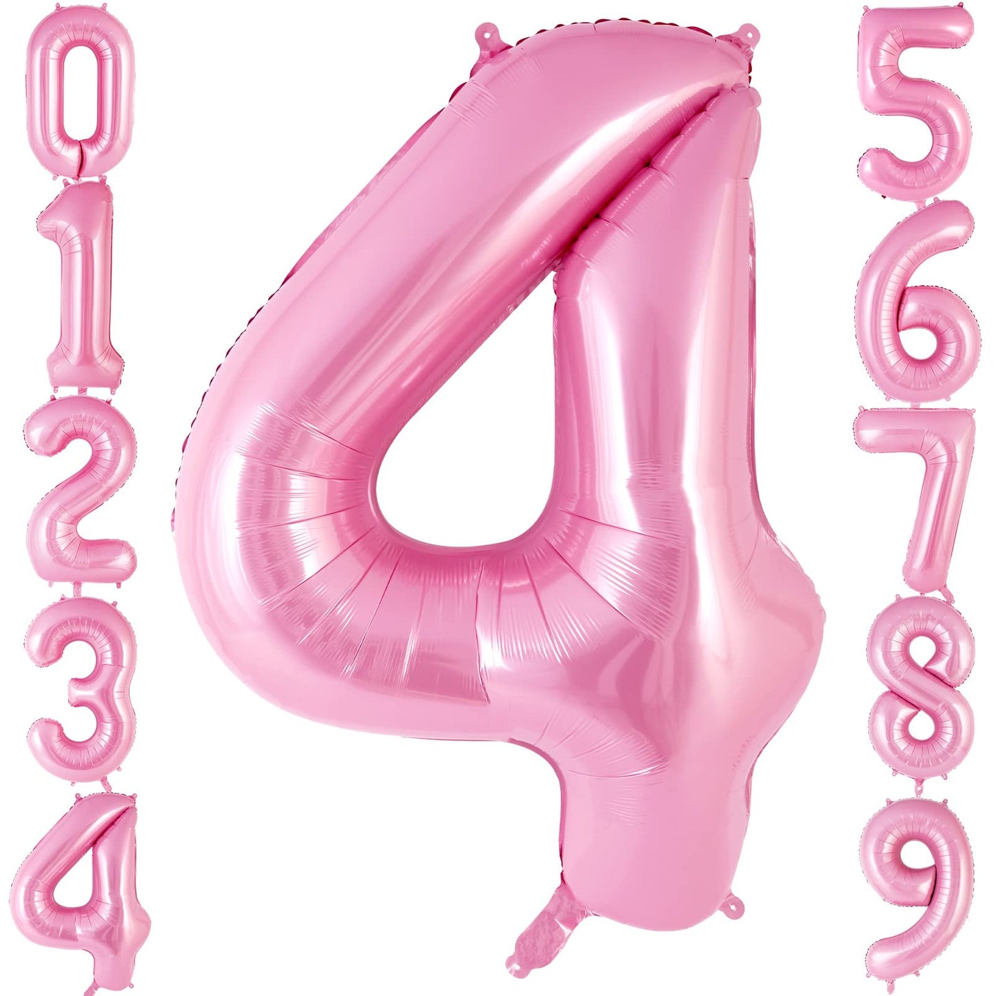 Pink Number 4 Balloon 40 Inch, Big Large Foil Helium Number Balloons, Jumbo Giant Mylar Number 4 Balloons For 4 Year Old Birthda