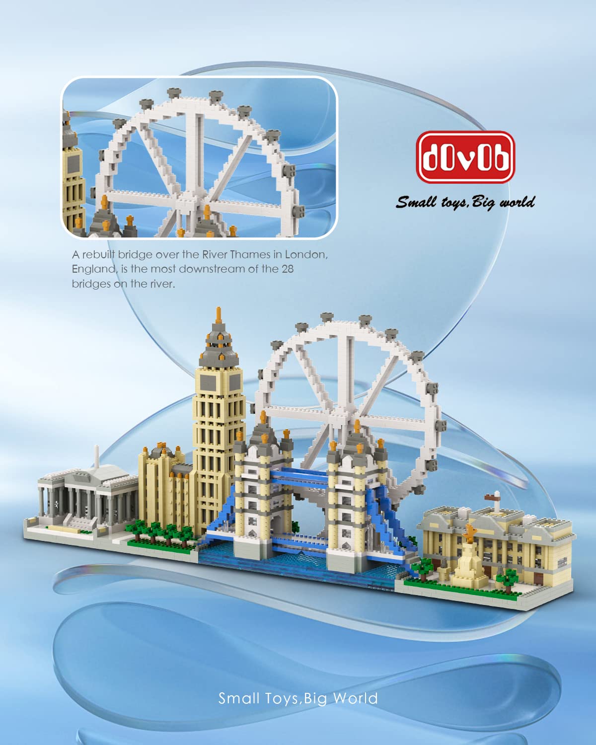 dOvOb Micro Mini Blocks Set - London Skyline Collection, 3076 Pieces, Multicolor, Plastic Model Kit for Kids and Adults