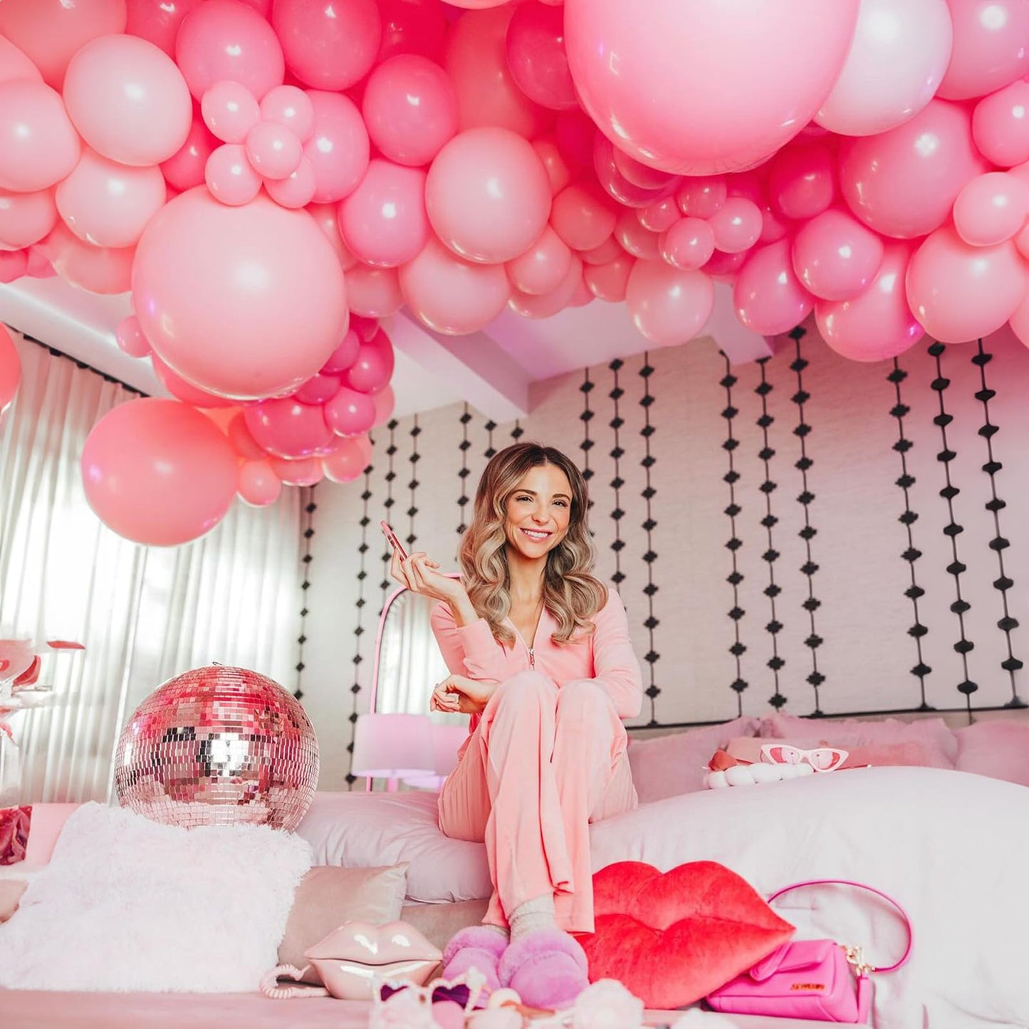 Jobkoo Pastel Pink Balloons 12 Inch, 100 Pack Baby Pink Balloon Light Pink Latex Balloons Matte Pale Soft Macaron Pink Helium Ba