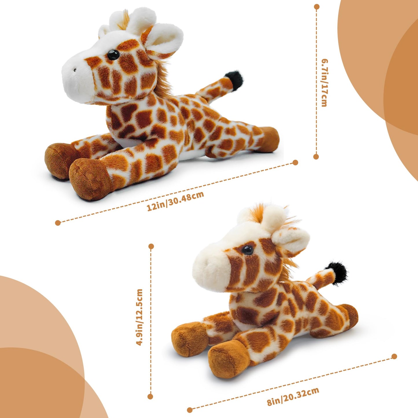 Hideekoog Stuffed Animal for Kids 12 inch Realistic Animal Plush Toy Lying Down Posture Animals Plush for Boys Girls mature-themed Birthday Hug Teaching(L-Giraffe)