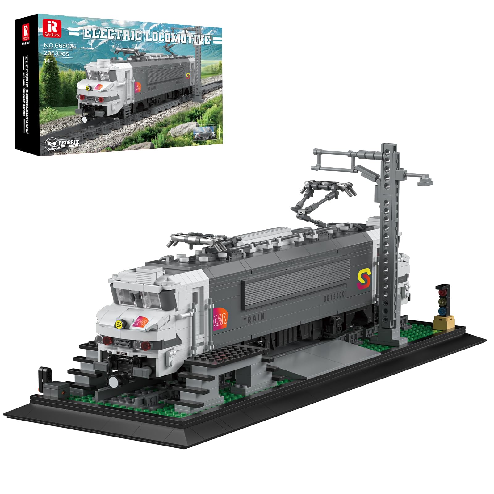 Reobrix BR15000 Train Building Block Set 66803  Collectible Electric Locomotive Display  Creative Model for Train Fans  Gift for mature-themeds Boys 14+(2053PCS)