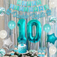10Th Birthday Decorations For Girls Teal, Double Digits Party Supplies Turquoise Banner Cake & Cupcake Toppers Number 10 Helium