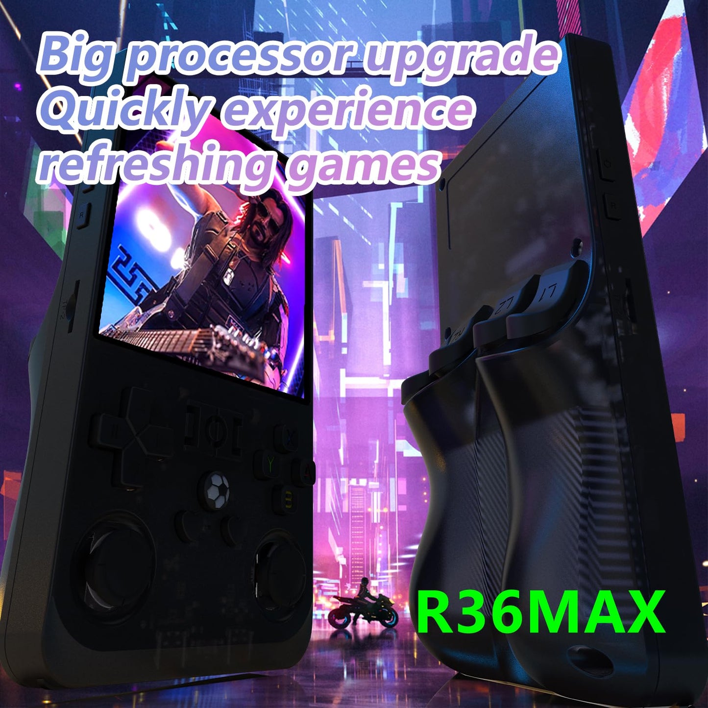 R36MAX Handheld Game Console, 4.0 Inch IPS Screen Linux System 4000mAh Rechargeable Portable Pocket Arcade with 128GB TF Card, B