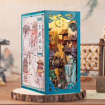Cutebee Diy Book Nook Kit For Adults, Diy Wooden Miniature House Dollhouse Kit Ancient Chinese Landscapes Bookshelf Insert Decor