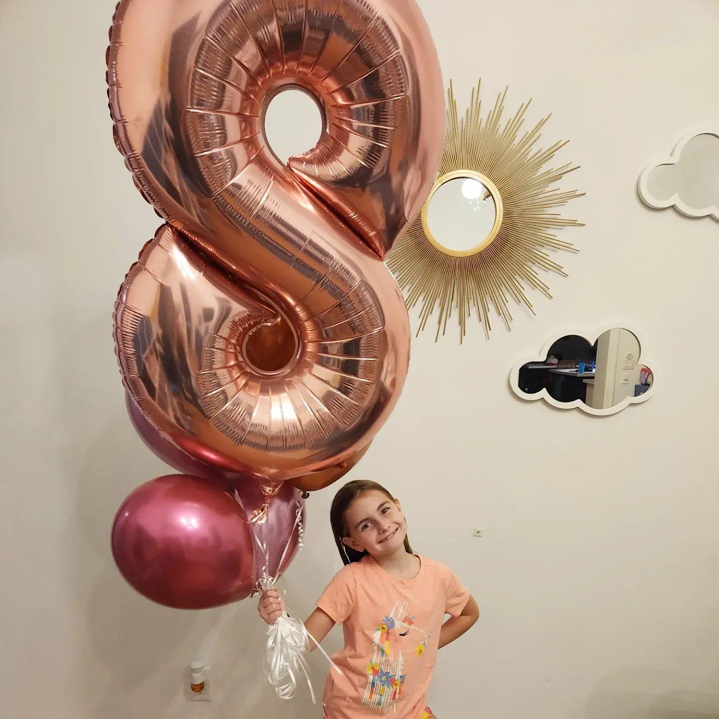 Rose Gold 8 Balloon, Number Balloons 40 Inch, 8Th Birthday Decorations For Boys Girls, Birthday Balloons, Rose Gold Party Suppli
