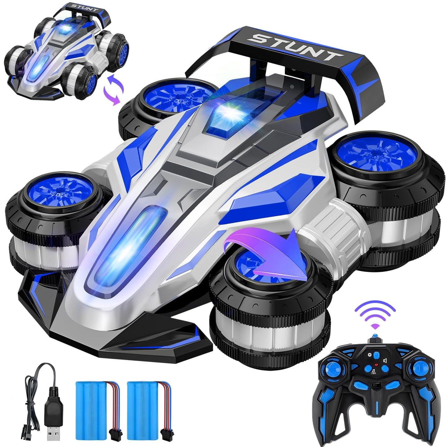 ZSYMIMRC 8865E High-Speed Drift RC Car, 360° Rotating Stunt Toy, Blue, Plastic, Ideal Birthday Gift for Kids Aged 6-16