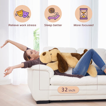 Morismos 5Lbs Dog Weighted Stuffed Animals 32'', Giant Large Stuffed Dog Weighted Plush, Big Dog Puppy Pillow For Adults Kids