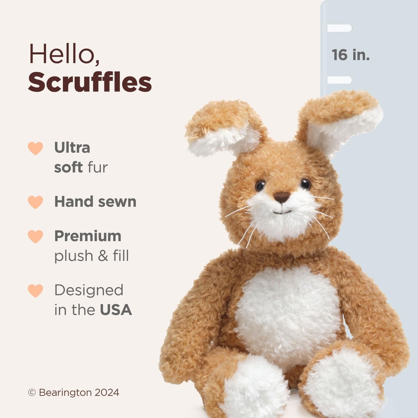 Bearington Scruffles The Stuffed Easter Bunny  16 Inch Rabbit Stuffed Animal  Stuffed Rabbit