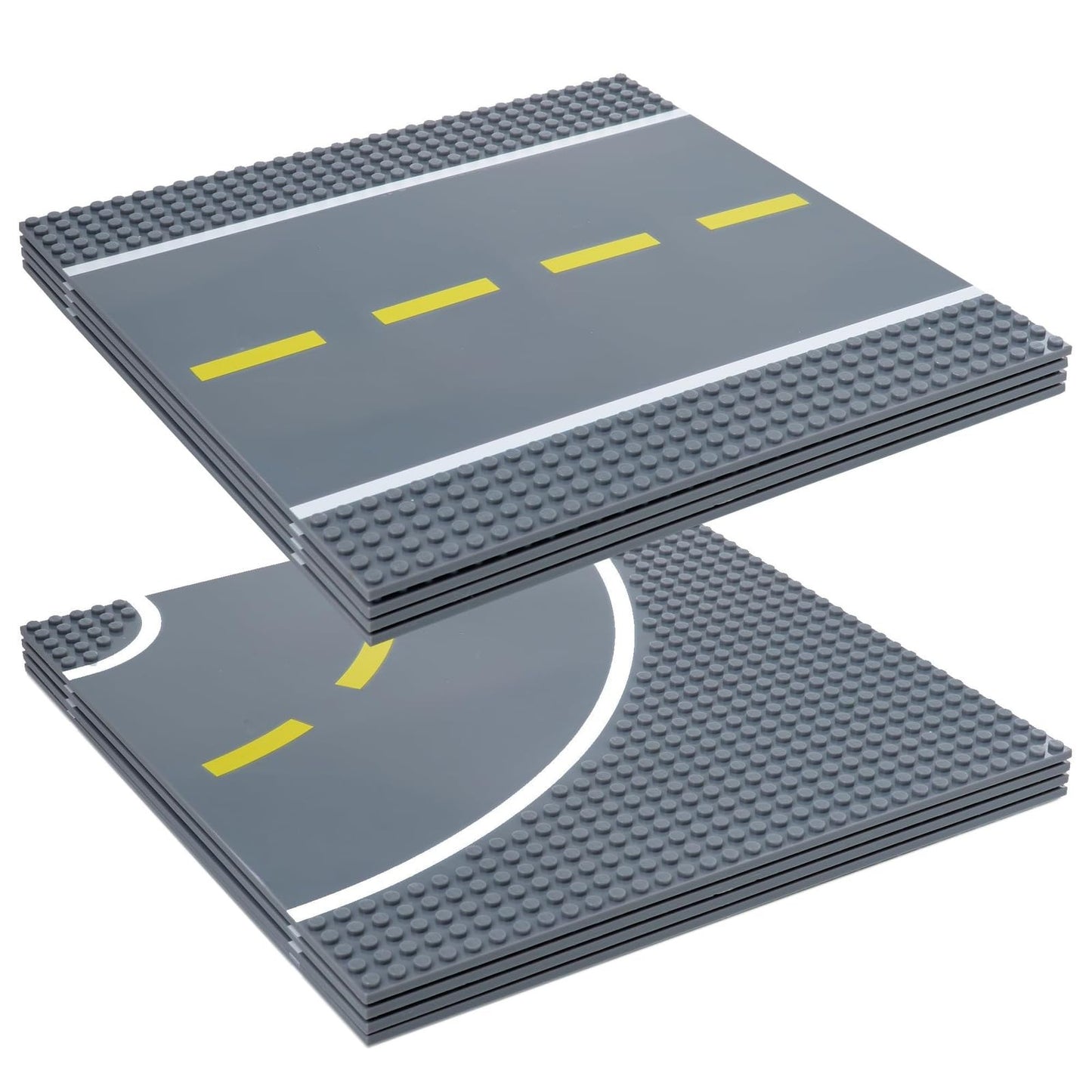 Strictly Briks Compatible With Lego Building Blocks Road Plates 10'' X 10'', 8 Pack Kids Brick Baseplates For City Road, Street,