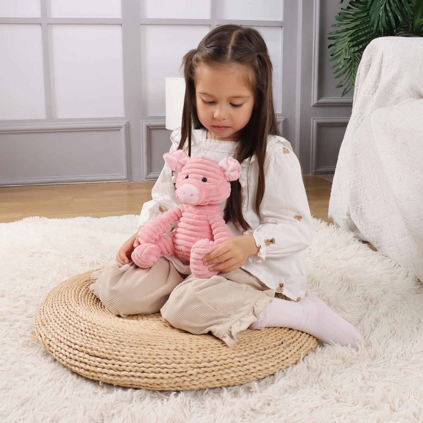 Apricot Lamb Corduroy Pig Stuffed Animal - Soft 8.5-Inch Plush Toy for Children