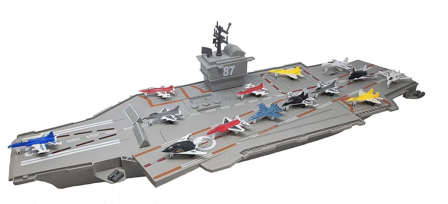 30 Inch Aircraft Carrier With Sound Effects And Light Up Runway (14 Fighter Jets)