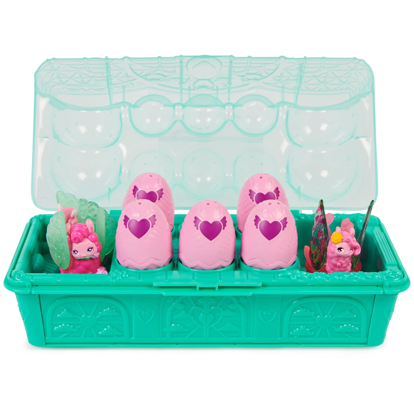 Hatchimals CollEGGtibles  Rainbow-Cation Llama Family Carton with Surprise Playset  10 Characters  2 Accessories  Kids Toys for Girls Ages 5 and up