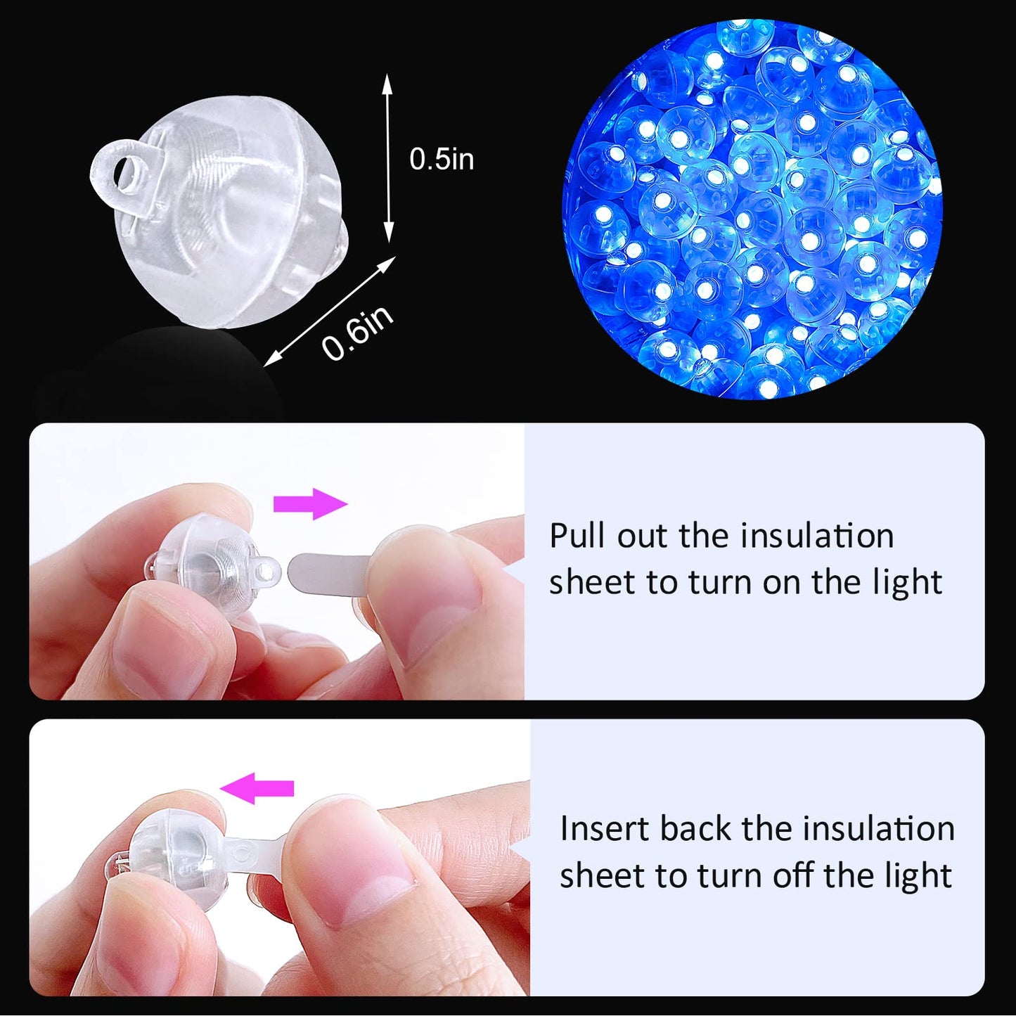 Zgwj 100Pcs Mini Led Lights, Led Balloons Light Up Balloons For Party Decorations Neon Party Lights For Paper Lantern Easter Eggs Birthday Party Wedding Halloween Christmas Decoration - Blue