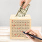 Hchangen Wooden Savings Challenge Box For Adults Kids, Wood Coin Piggy Bank, Must Break To Open Cash Savings Box For $2000 Targe