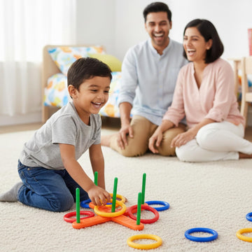Kids Mandi 13 Pc Ring Toss Game | Indoor/Outdoor Family Fun Ring Target Game | Activity For Kids