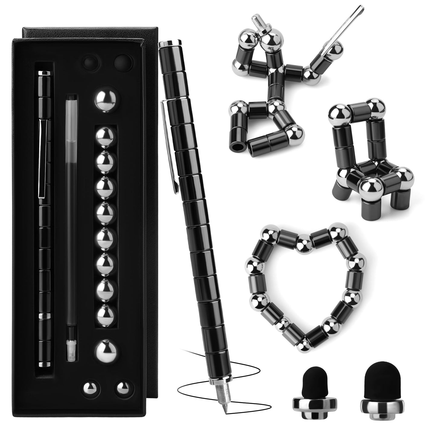 Sukipin Fidget Pen, Magnetic Fidget Pens For Teens, Fidget Pens For Kids 8-12, Graduation Gifts Fot Him Her Boys Girls (Black)