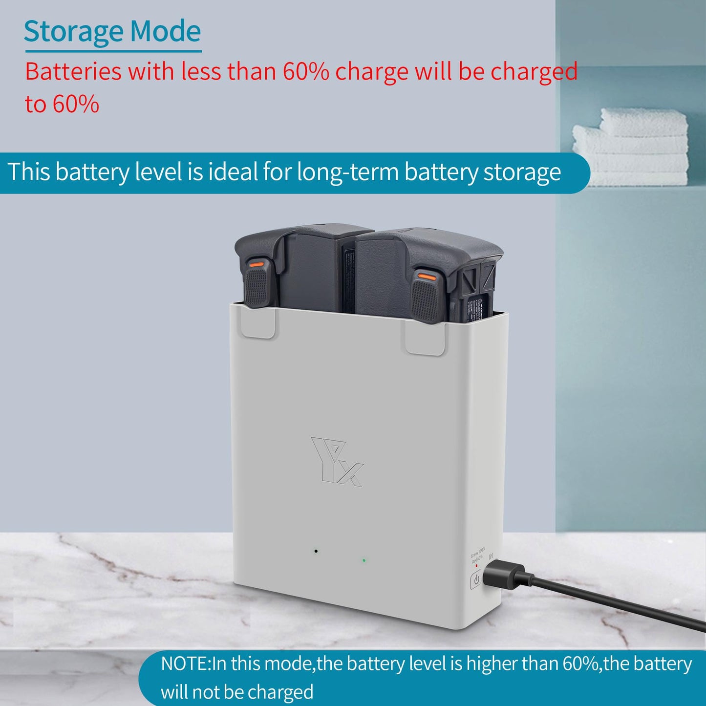 Lyongtech Two-Way Battery Charger Hub With Storage Charge For Dji Avata 2 Drone,Charging Dual Batteries In Sequence,Charge Acces