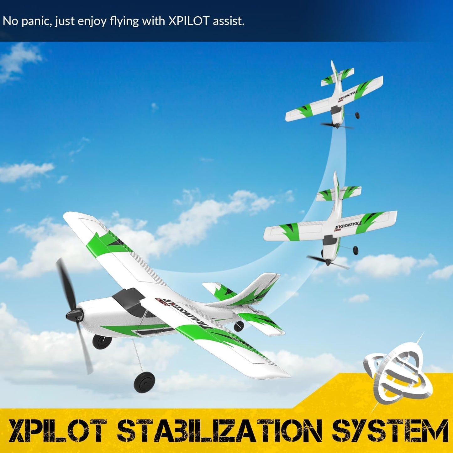 Volantexrc Rc Plane Trainer 3Ch Remote Control Airplane With Prop Saver, 6-Axis Gyro Stabilizer & 3 Modes To Fly, Hobby Radio Co