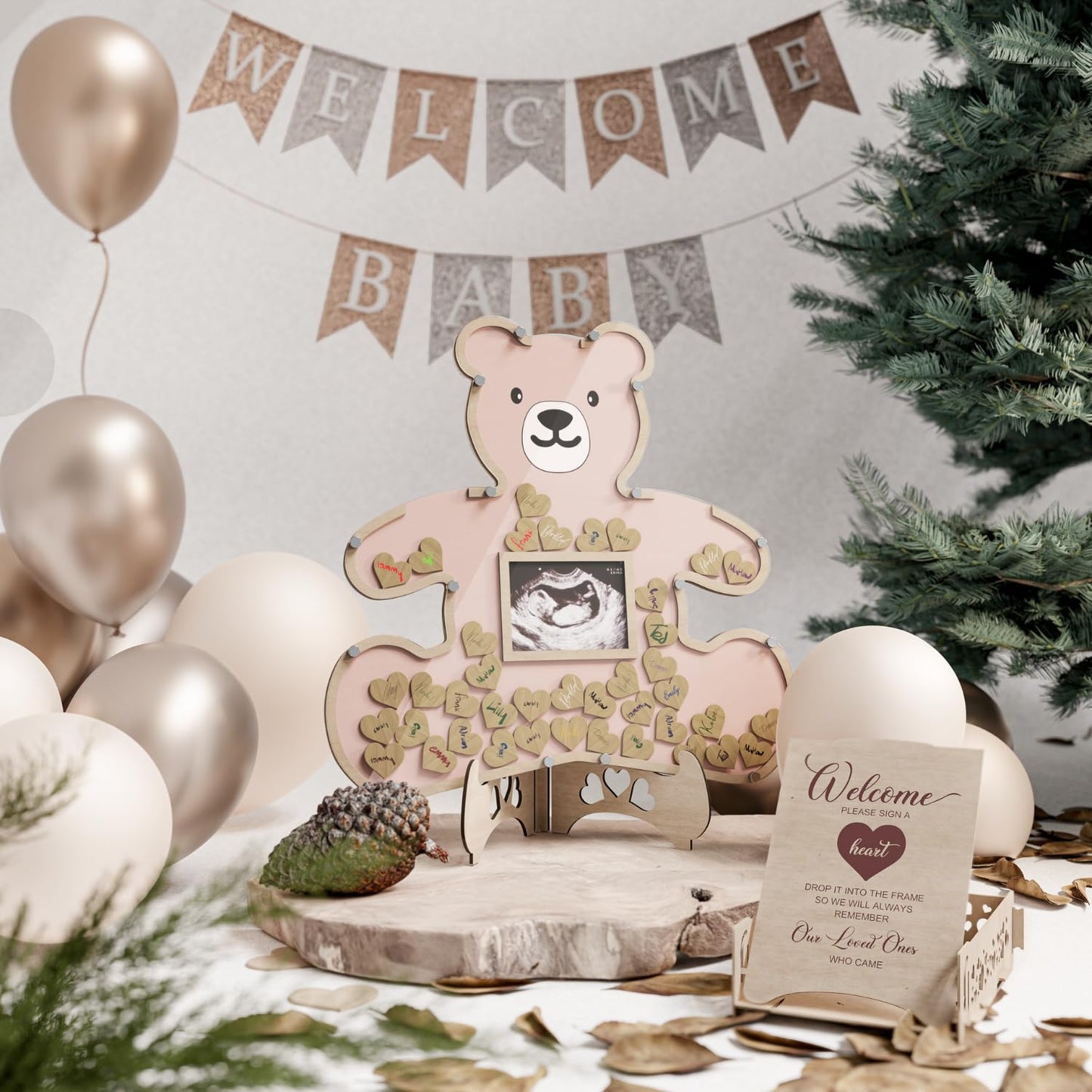 The Real Bossy Baby - Teddy Bear Baby Shower Decorations Guest Book - We Can Bearly Wait For Girl- Centerpiece - Woodland - Ultr