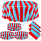 Tatuo 3 Pcs Red and Blue Round Circus Table Cloth 84 Inch Carnival Circus Tablecloths Striped Disposable Plastic Table Cover for