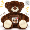 Leyndo Bear With Voice Recording Remembrance Stuffed Animal With Picture Recordable Messages Memorial Toy For Baby Shower Birthday Gift, Recording Gifts(Dark Brown, 18 Inch)