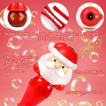 Christmas Bubble Wands Toys For Kids, Musical & Light Up Automatic Bubble Machine Outdoor Maker Blower Christmas Stocking Stuffe