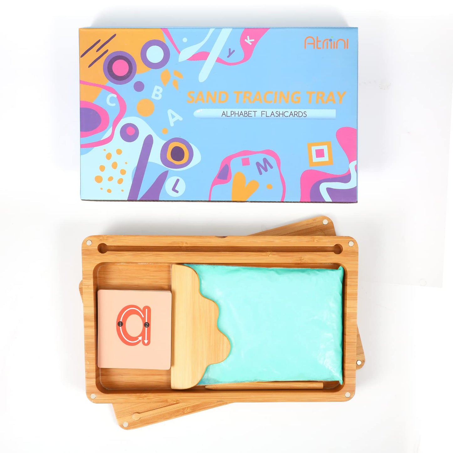 Atmini Sand Tray For Classroom Montessori Sand Tray With Lid Wooden Sand Trays For Kids Writing Letters And Numbers (Blue)