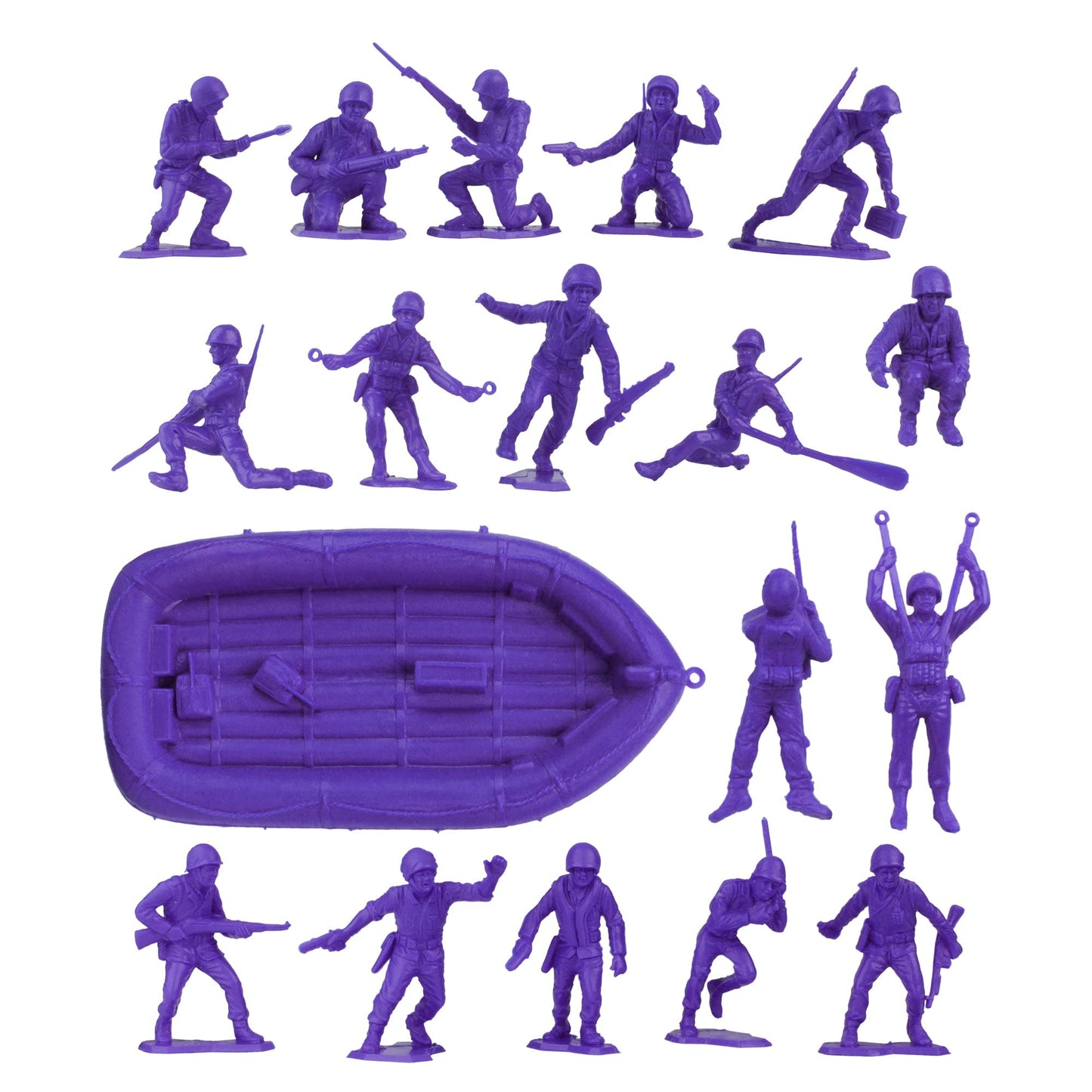 Bmc Marx Plastic Army Men Us Soldiers - Purple 31Pc Ww2 Figures - Made In Usa