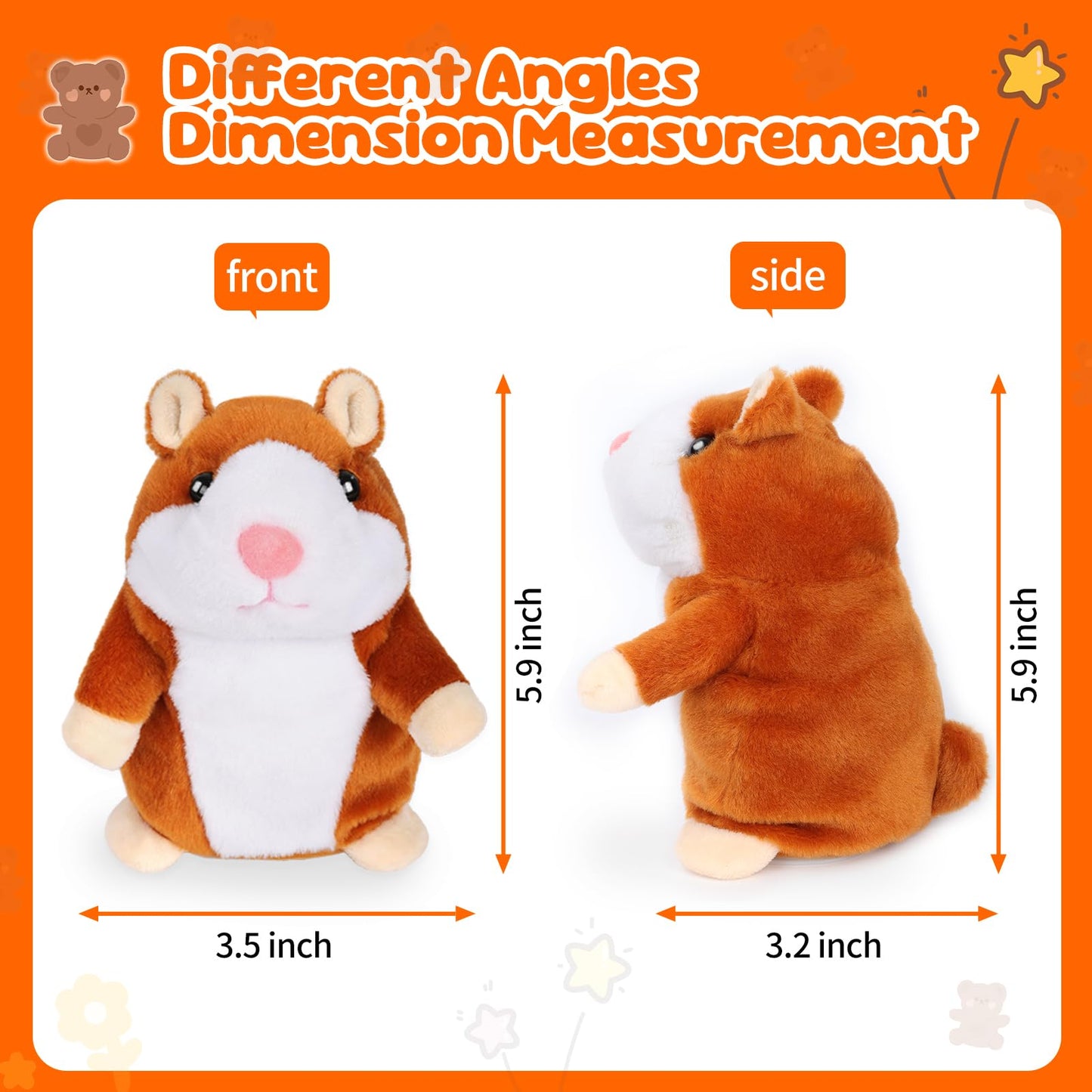 Minureda Toddler Toys Talking Hamster Repeats What You Say, Kids Interactive Stuffed Animal Plush Toys, Birthday Gift for 3-8 Ye