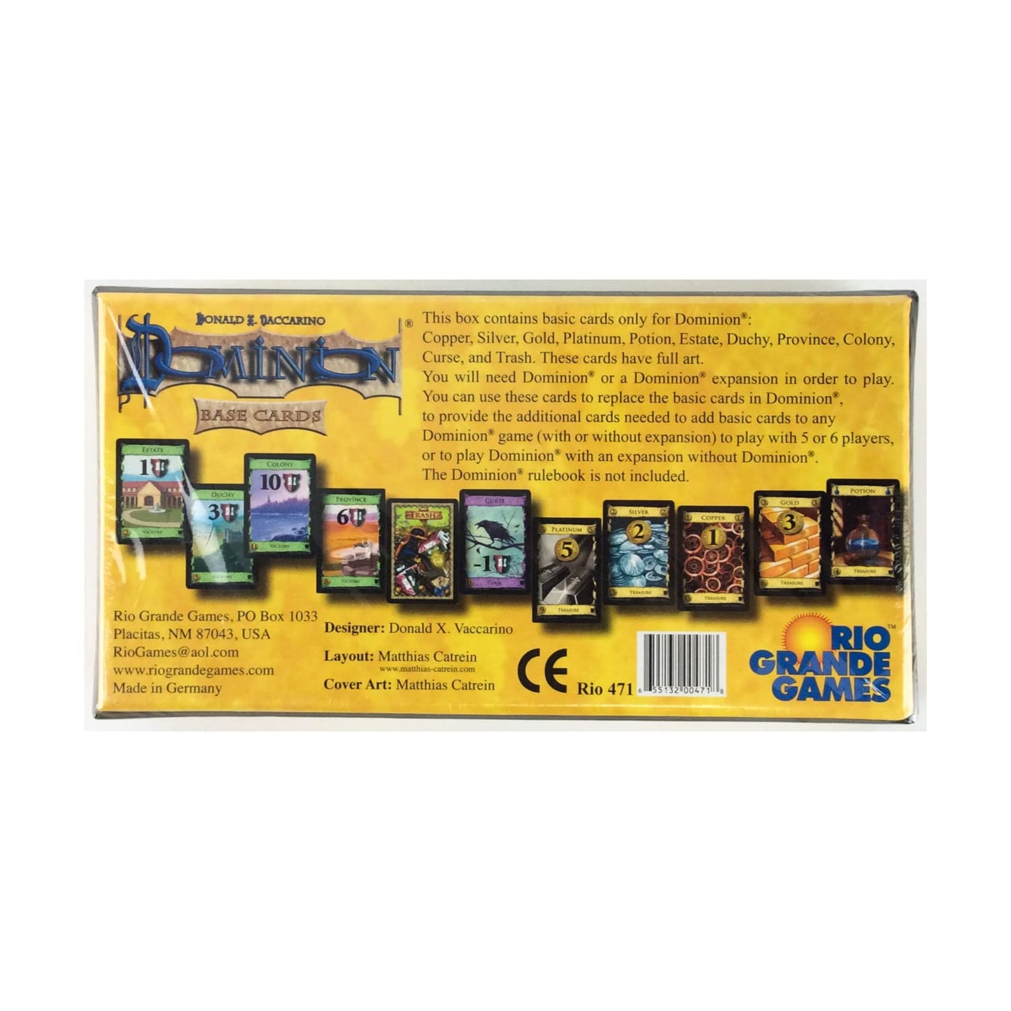 Rio Grande Games Dominion Base Cards - Multicolor Plastic Game - Model 471RGG