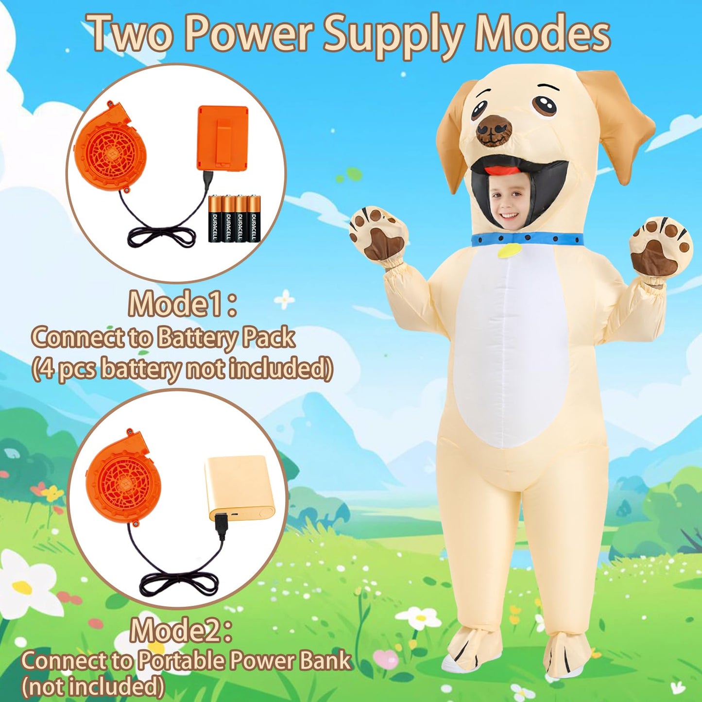 Searhmomo Inflatable Costume Dog For Kids, Funny Dog Blow Up Costumes, Halloween Animal Inflatable Costume For Boys Girls Cospla