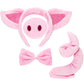 Norme Pig Costume Set - Ears  Nose  Tail  and Bow Tie Pink Fancy Dress Kit Accessories for Kids Halloween Party  Mardi Gras  Carnival Dress up Play